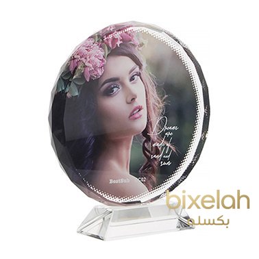 طباعة درع كريستال دائري وسط 